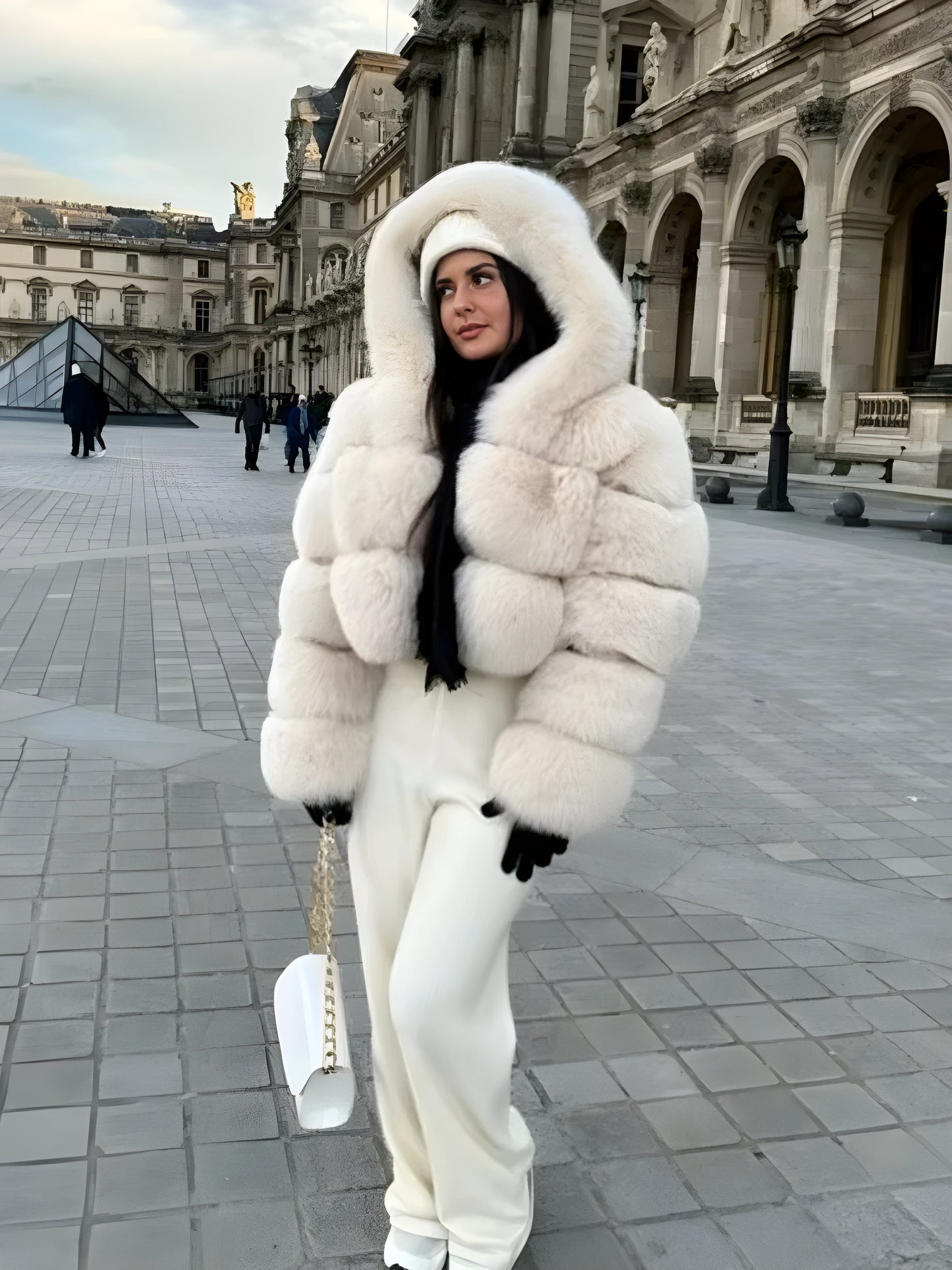 Luxury Hooded Faux Fur Jacket