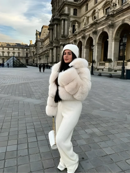 Luxury Hooded Faux Fur Jacket