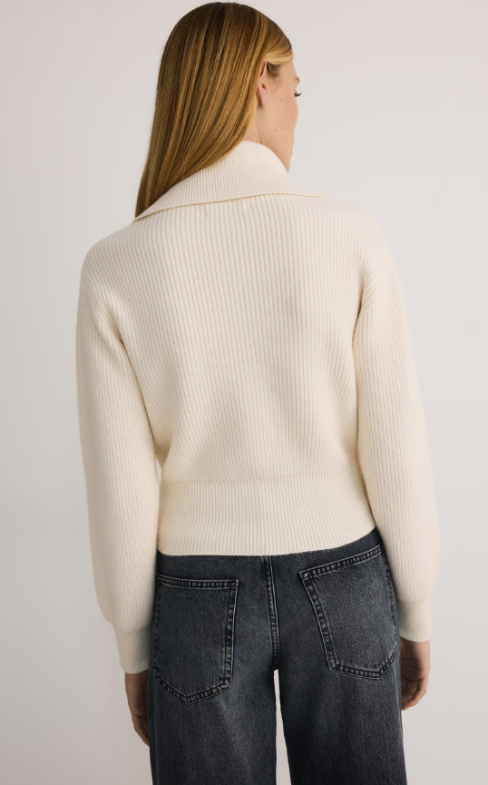 Cream Ribbed Knit Sweater