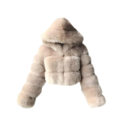 Luxury Hooded Faux Fur Jacket